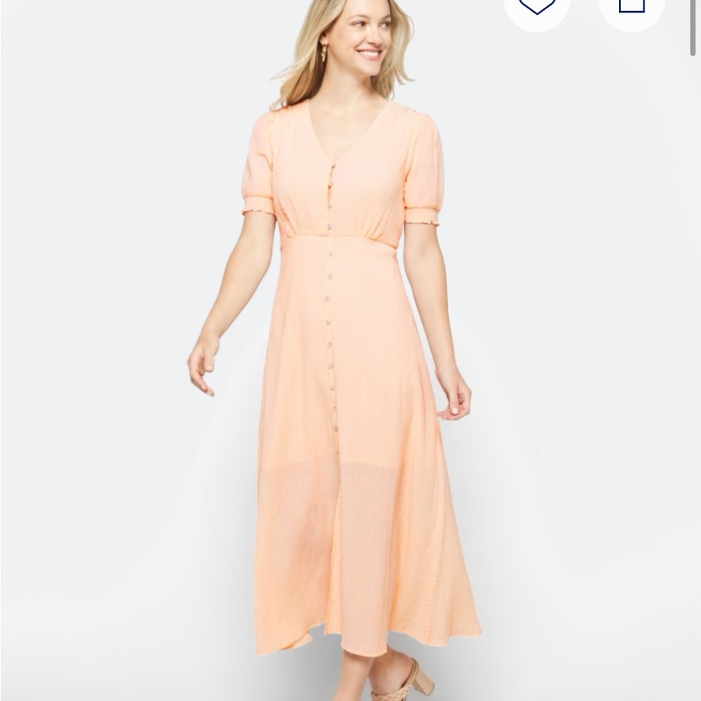 Midi light pink button down dress